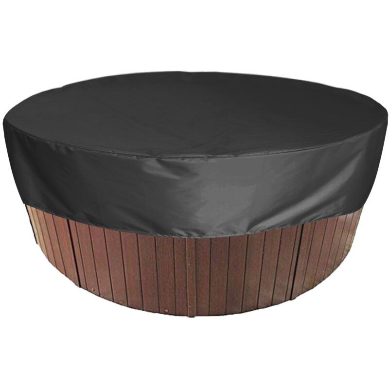 Round Swimming Pool Solar Cover Waterproof Spa Protective Cover 190T for Outdoor Spas, Black, 200 x 30cm - Image 1