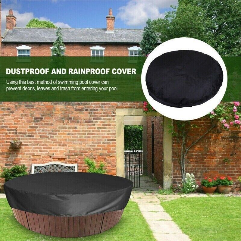 Round Swimming Pool Solar Cover Waterproof Spa Protective Cover 190T for Outdoor Spas, Black, 200 x 30cm - Image 2