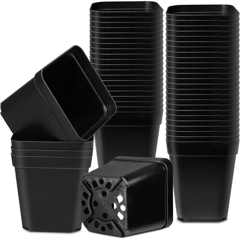 200 Pieces Seedling Pots, Nursery Pots, Reusable Plastic Square Seedling Pot Seedling Pots Transplanting Pot Growing Pot Planting, 7cm - Image 1