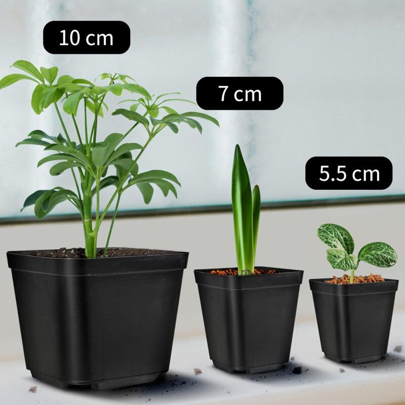200 Pieces Seedling Pots, Nursery Pots, Reusable Plastic Square Seedling Pot Seedling Pots Transplanting Pot Growing Pot Planting, 7cm - Image 3