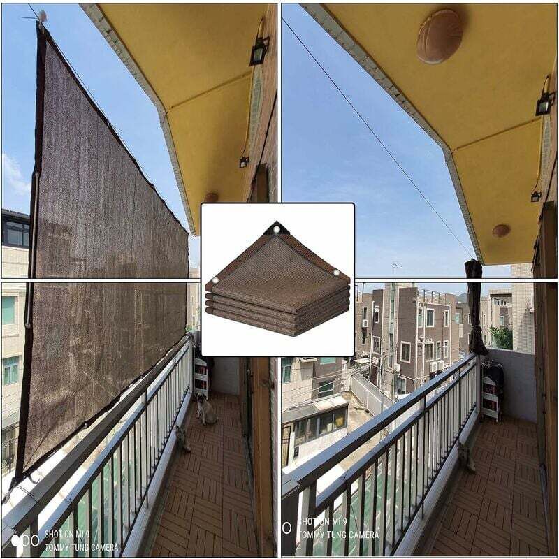 UV Protection Shade Net Breathable Cooling Balcony Garden Netting with Eyelets Heat Resistant Windproof Shade Cloth, Brown, 3 x 5m - Image 3