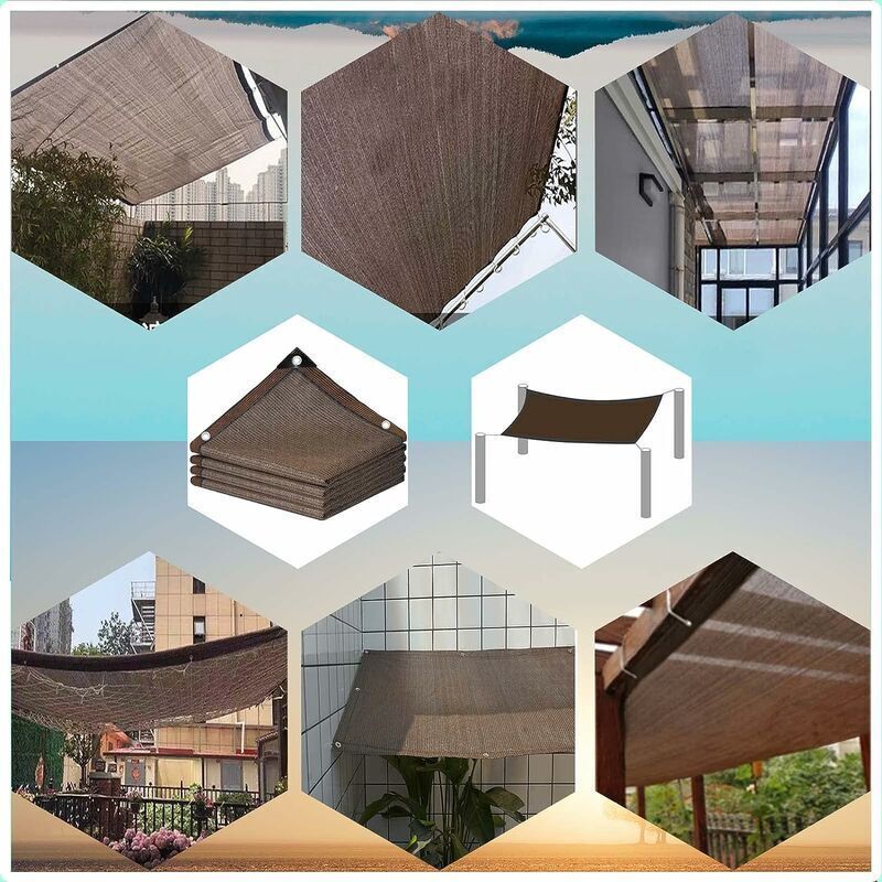 UV Protection Shade Net Breathable Cooling Balcony Garden Netting with Eyelets Heat Resistant Windproof Shade Cloth, Brown, 3 x 5m - Image 4