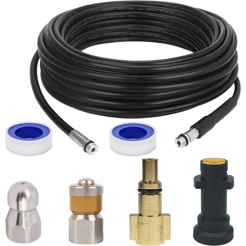 Drain Cleaning Sewer Hose Kit Compatible with Karcher K2 K3 K4 K5 K6 K7 and Lavor Pressure Washers, 15m - Image 1