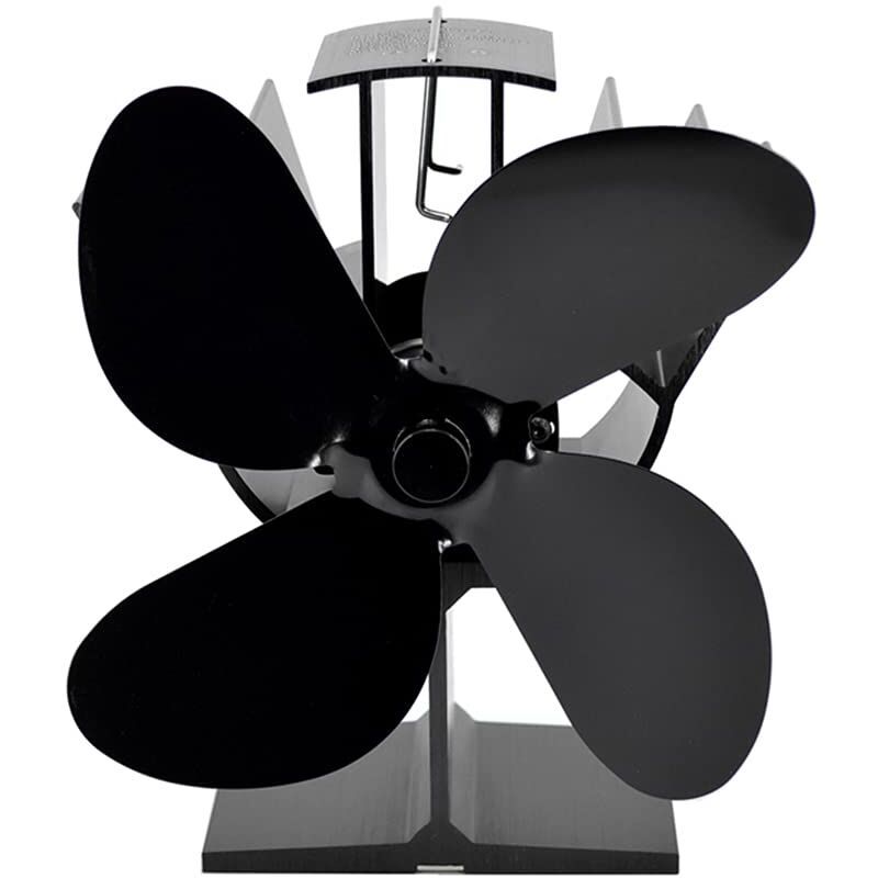 Fireplace and Stove Accessory, 6 Blades Wood Stove Fan, Stove Fan with Thermometer, Heat Powered Fireplace Fan for Wood Fireplace Gas Log Gas Stove - Image 1