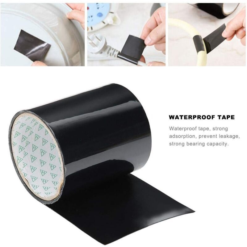 Waterproof Flexible Tape Super Strong Adhesive Patch Sealant Leak Repair Supplies Black Compatible with Water Pipes Faucet PE Pipe Plastic Basin - Image 2
