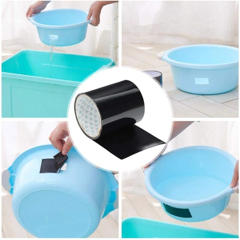 Waterproof Flexible Tape Super Strong Adhesive Patch Sealant Leak Repair Supplies Black Compatible with Water Pipes Faucet PE Pipe Plastic Basin - Image 3