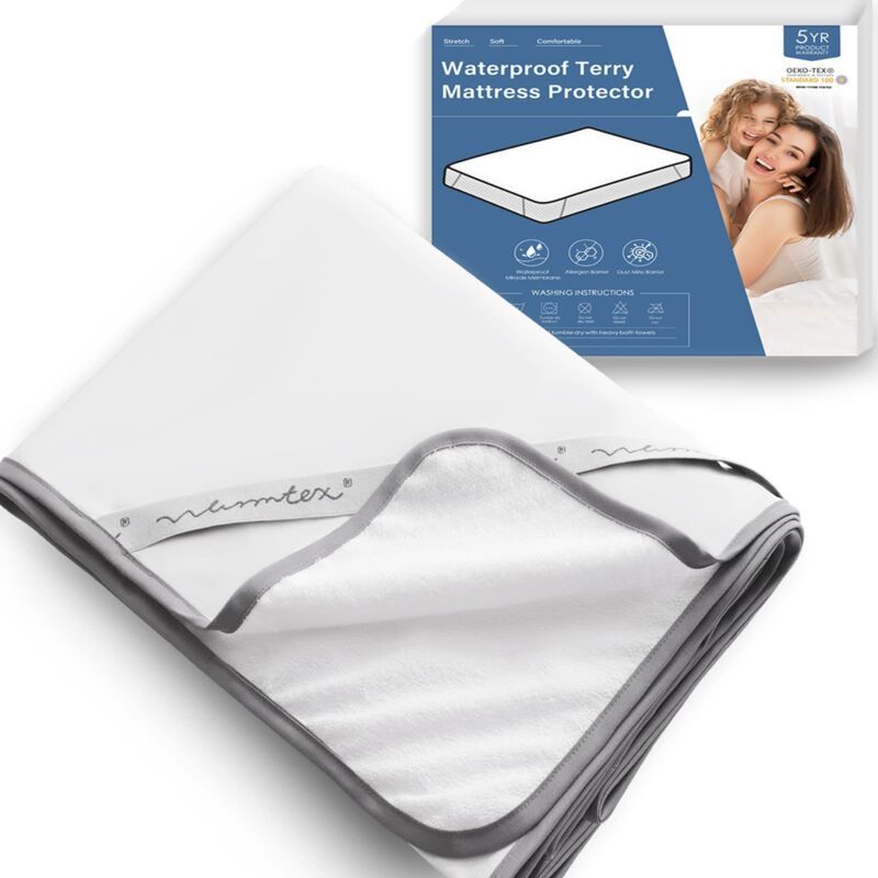 Waterproof Cotton Terry Mattress Protector, 120 x 200cm - Image 1