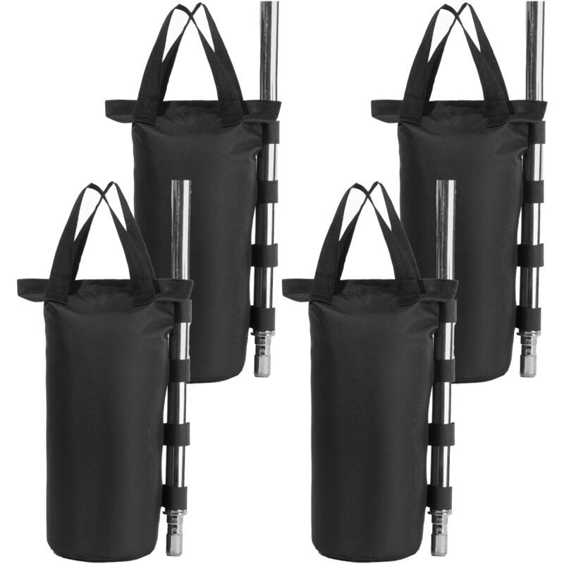4 Pack Heavy Duty Weight Bags Double Stitched Leg Weights for Pop up Awning Tent Weighted Feet Sandbag Outdoor Bag Black, Round, Black, 15 x 49cm - Image 1