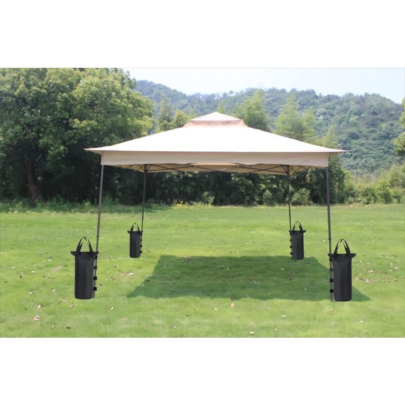 4 Pack Heavy Duty Weight Bags Double Stitched Leg Weights for Pop up Awning Tent Weighted Feet Sandbag Outdoor Bag Black, Round, Black, 15 x 49cm - Image 2