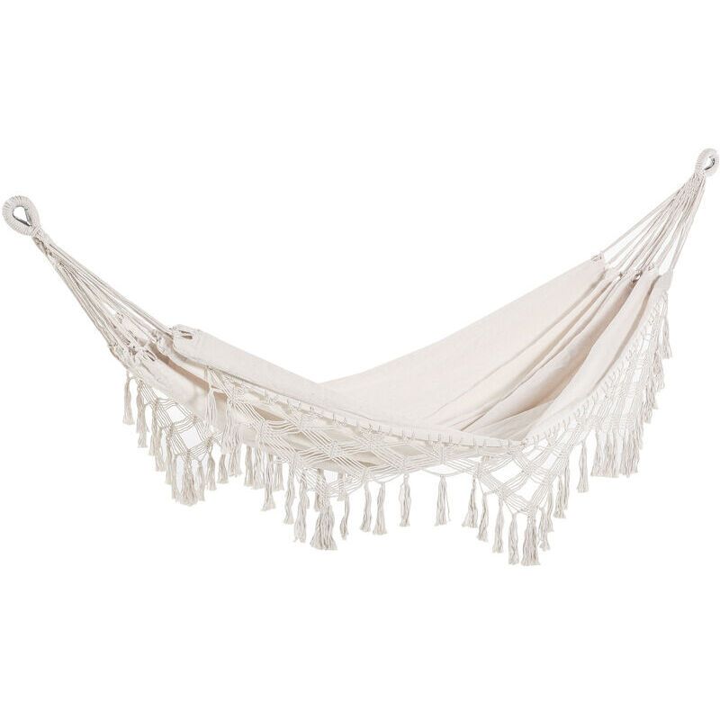 Portable Travel Hammock Bohemian Chic Style Hammock Canvas Total Dimensions 2.88L X 1.5l M Cotton Polyester Beige - Image 1
