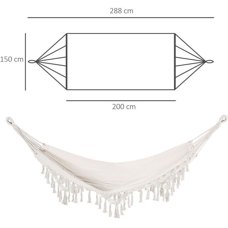 Portable Travel Hammock Bohemian Chic Style Hammock Canvas Total Dimensions 2.88L X 1.5l M Cotton Polyester Beige - Image 3