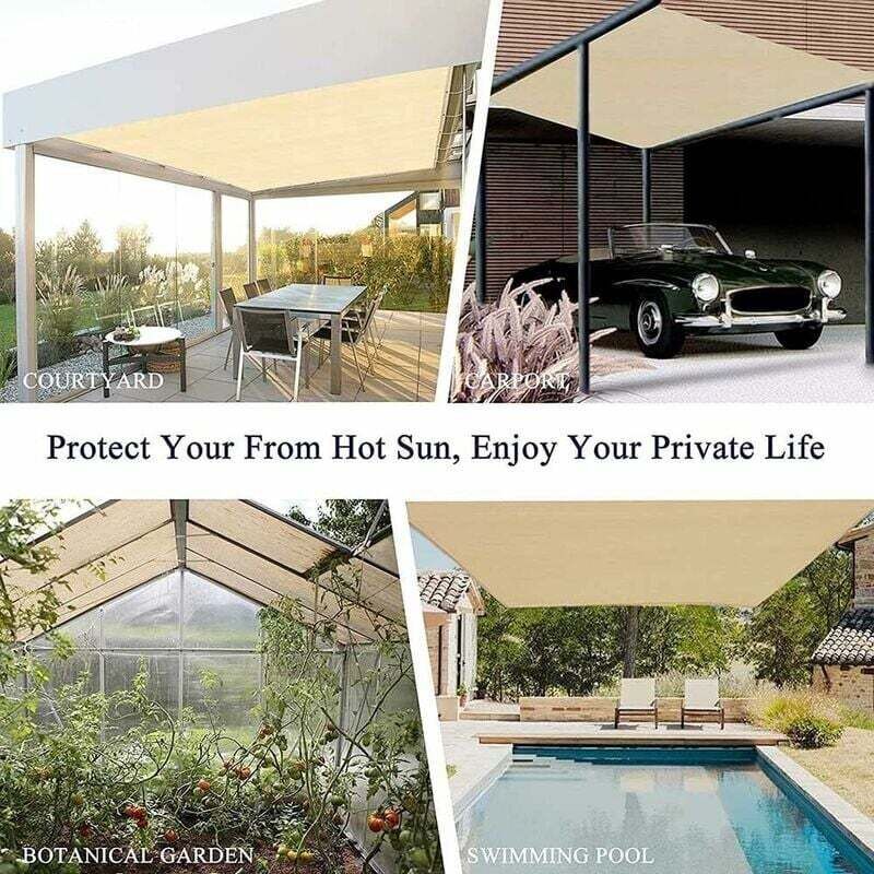 Rectangular Shade Net, Outdoor Lightweight Shade Cloth for Awning Pool Garage, Shade Cloth with Heavy Duty Grommets, Beige, 3 x 7m - Image 3