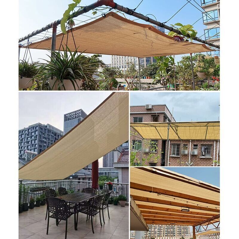 Rectangular Shade Net, Outdoor Lightweight Shade Cloth for Awning Pool Garage, Shade Cloth with Heavy Duty Grommets, Beige, 3 x 7m - Image 4