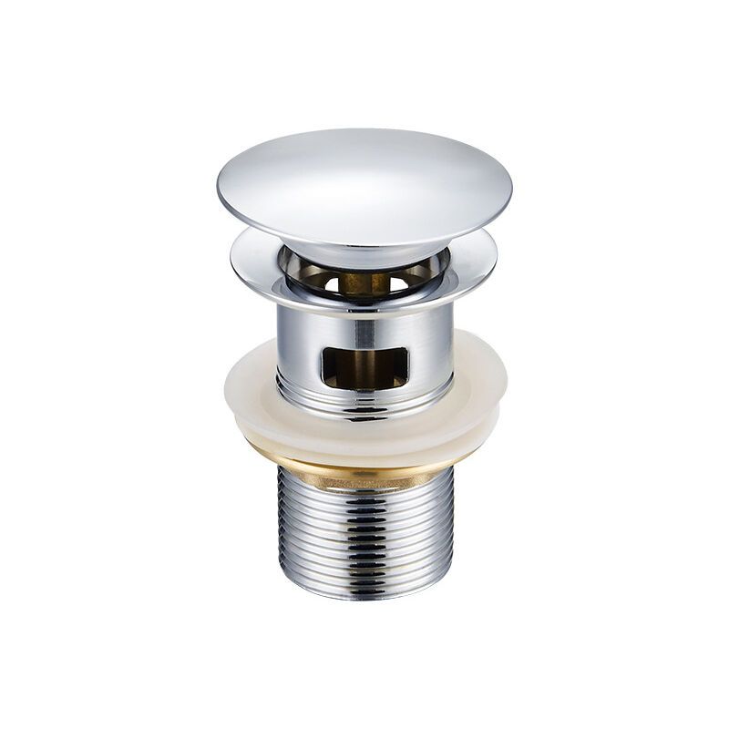 Basin Drain with Overflow Hole Stainless Steel Lid, Stainless Steel Body, Copper Nut, Copper Movement - Image 1