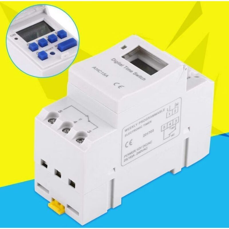 Programmable Digital Timer, Digital Timer, LCD Display, Weekly Digital Timer with Programming, DIN Rail Programmable Digital Timer, 220V - Image 3