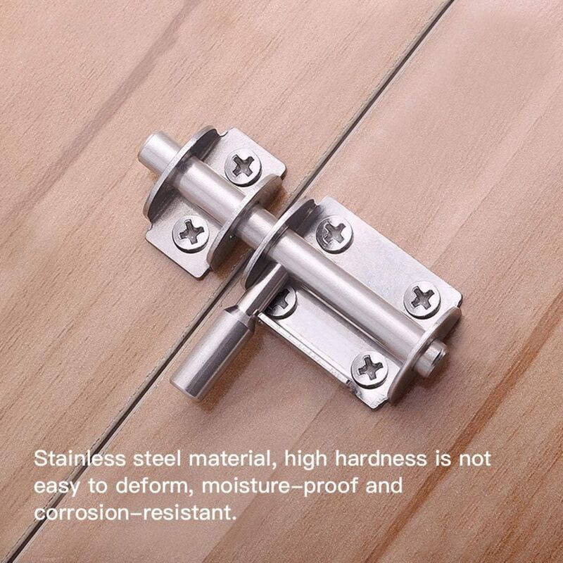 4 Pieces Mini Stainless Steel Sliding Door Latches Safety Door Latches with Screws for Bathroom Door Wooden Door Pet Door Bedroom, 65mm - Image 2