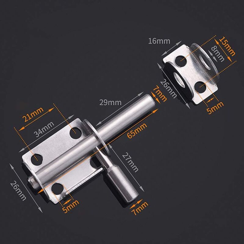 4 Pieces Mini Stainless Steel Sliding Door Latches Safety Door Latches with Screws for Bathroom Door Wooden Door Pet Door Bedroom, 65mm - Image 3