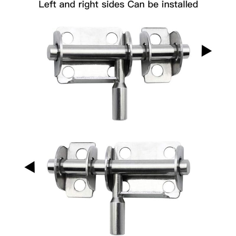 4 Pieces Mini Stainless Steel Sliding Door Latches Safety Door Latches with Screws for Bathroom Door Wooden Door Pet Door Bedroom, 65mm - Image 4