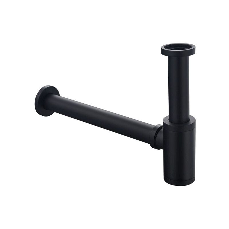 Brass Basin Drain, Keymark Universal Siphon with Extension Tube, 1 Adjustable Siphon Anti Odor Leak Proof, Matte Black, 0.25 x 32mm, 200mm - Image 1