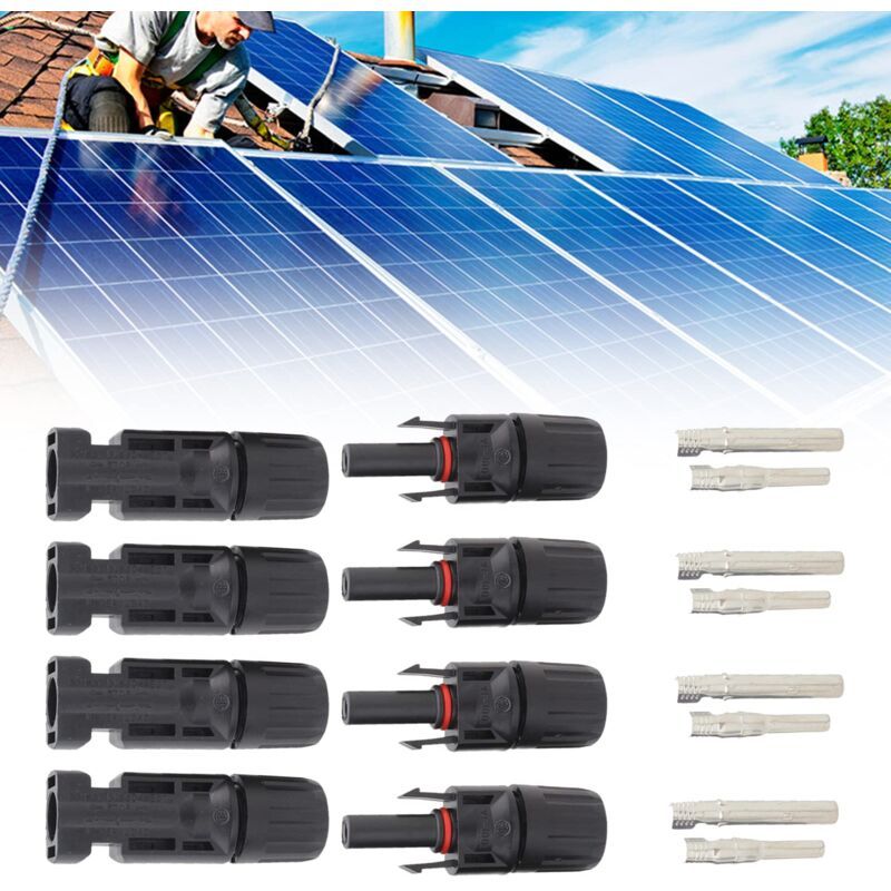 Solar Connector, mc4 Connector, PV Connector, Solar Photovoltaic Connector, Male Female Solar Panel Cable Connectors, Waterproof Seal, 4 Pairs - Image 1