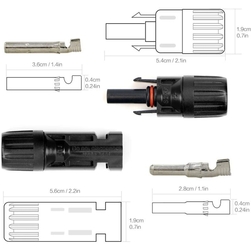 Solar Connector, mc4 Connector, PV Connector, Solar Photovoltaic Connector, Male Female Solar Panel Cable Connectors, Waterproof Seal, 4 Pairs - Image 2