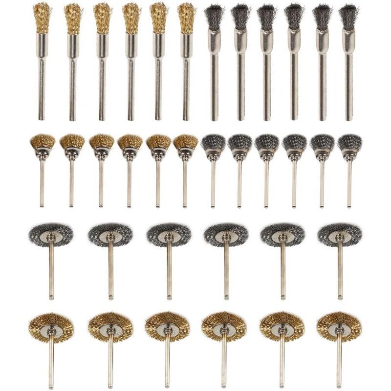 36 Pieces Brass Polishing Brush Metallic Set for Drill Tools Stainless Steel Wire Metal Drilling Rotary Brushes - Image 1