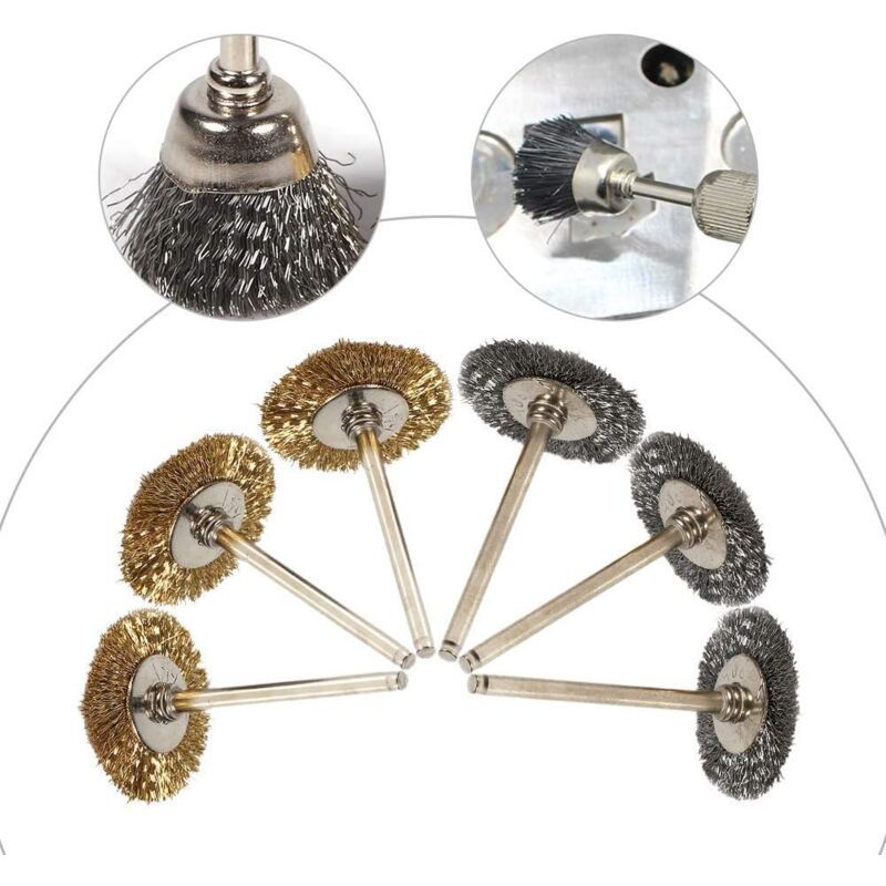 36 Pieces Brass Polishing Brush Metallic Set for Drill Tools Stainless Steel Wire Metal Drilling Rotary Brushes - Image 3