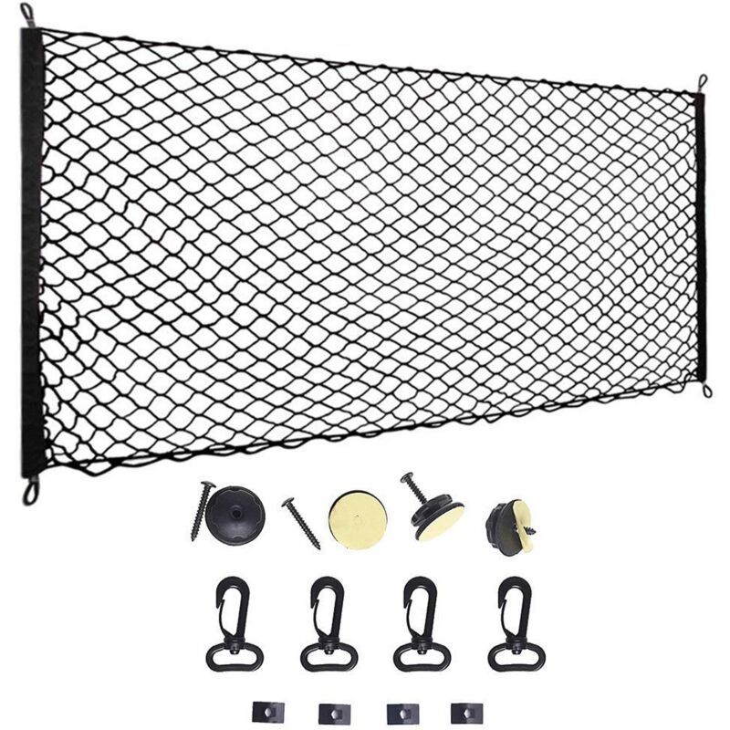 Car Luggage Net, Elastic Nylon Trunk Net Protective Net Multifunction Partition Net for Pet Trunk Storage Dogs, 115 x 60cm - Image 1