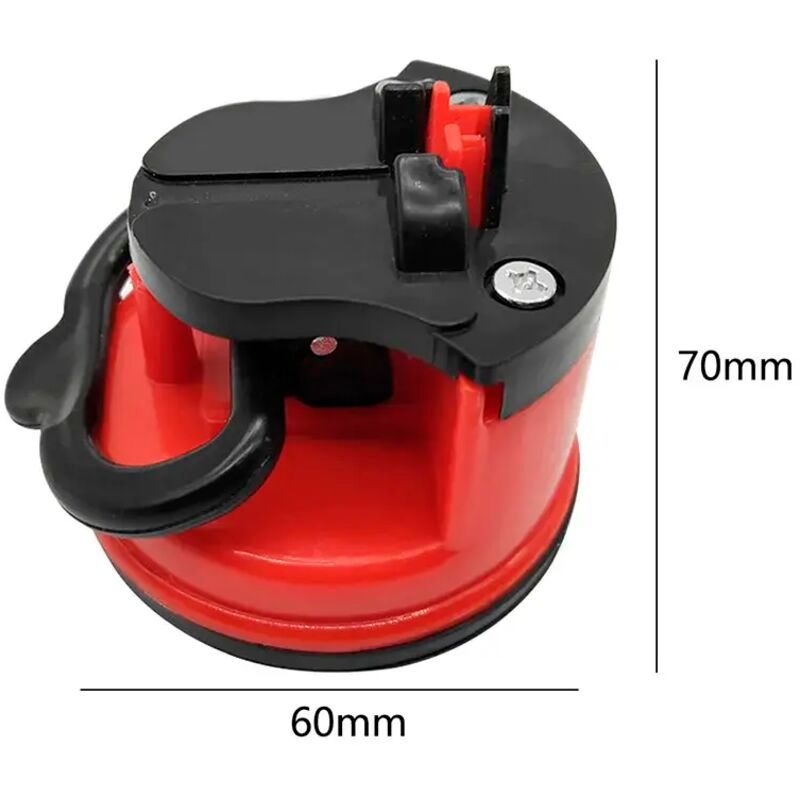Stone Knife Sharpener, Kitchen Knife Sharpener Safety Scissors, Blade Grinder, Diamond Tungsten Knife Sharpening, Tool with Suction Cup, Red - Image 2
