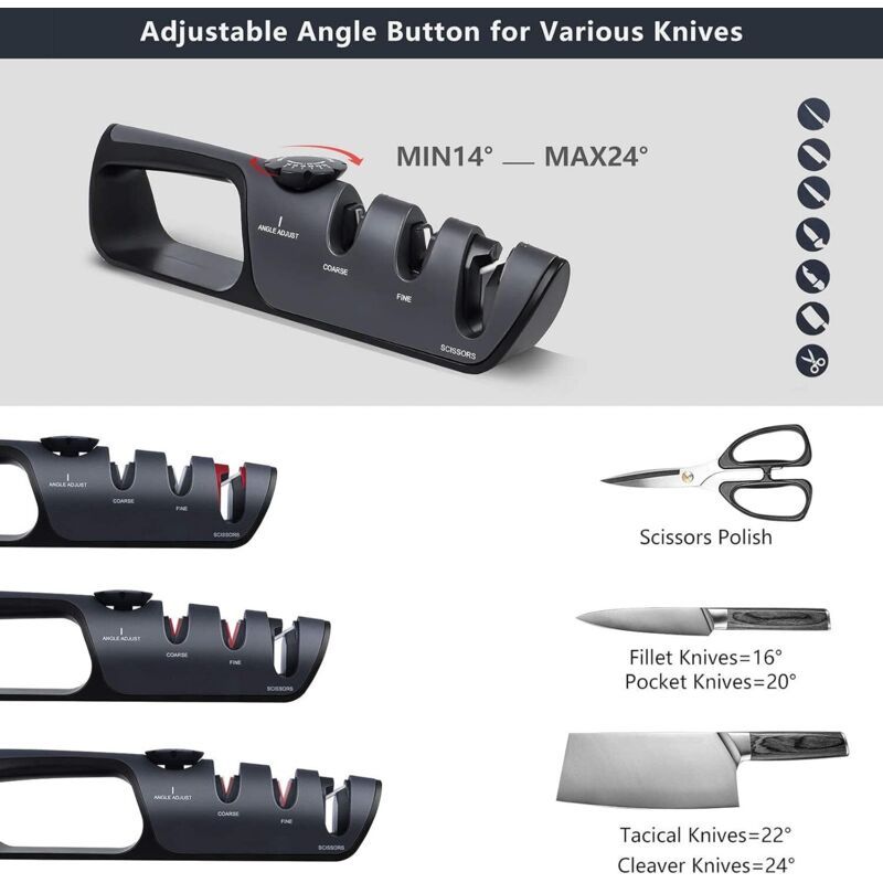 Kitchen Sharpener Professional Knife Sharpener, Knife Sharpener with Non Slip Eraser for Knives, Scissors Knife Sharpeners - Image 2