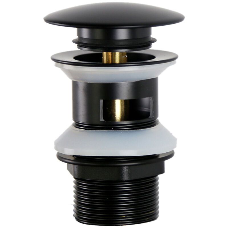 Universal G1 0.25 Brass Pop up Basin Drain Pop up Basin Drain with Overflow Click Clack System, Tool Free Installation, Matte Black - Image 1