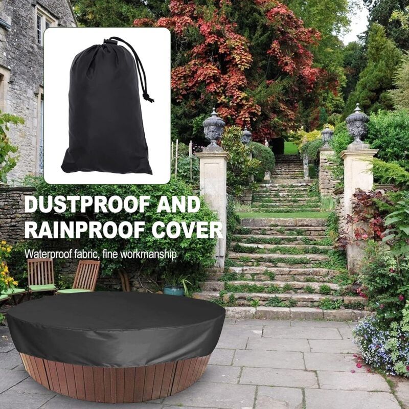 Round Swimming Pool Solar Cover Waterproof Spa Protective Cover 190T for Outdoor Spas, Brown, 190 x 30cm - Image 3