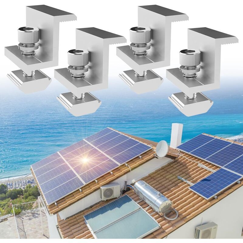 4 Pieces Solar Panel Edge Clamp Brackets for 30mm Module Height - Image 1