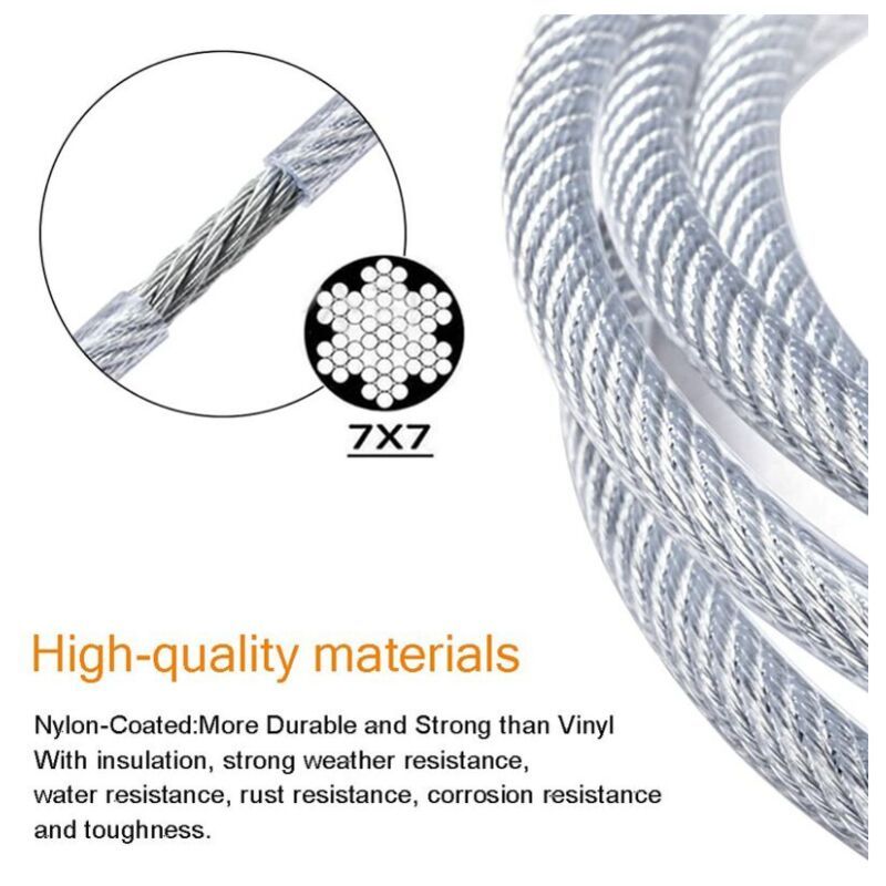 Stainless Steel Rope Hanging Kit, Nylon Coated Stainless Steel Cable, PVC Steel Cable Tensioner, for Tent Rope, Clothesline, Outdoor Chandelier, 30m - Image 3