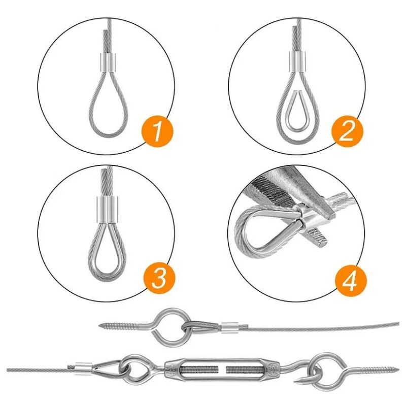 Stainless Steel Rope Hanging Kit, Nylon Coated Stainless Steel Cable, PVC Steel Cable Tensioner, for Tent Rope, Clothesline, Outdoor Chandelier, 30m - Image 4