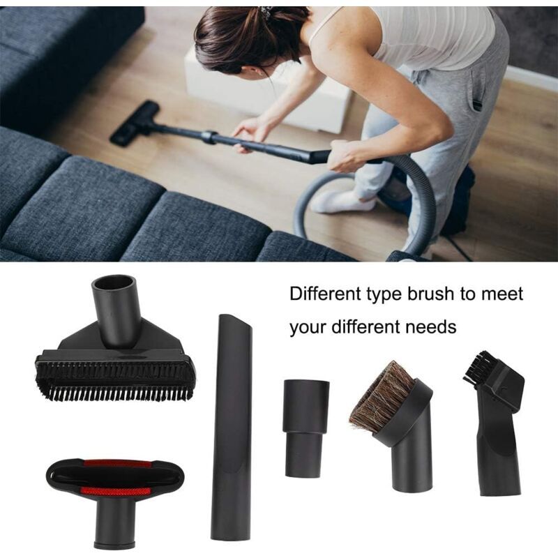 6 Pieces Universal Horse Vacuum Cleaner Brush Adapter Accessories, Black - Image 4