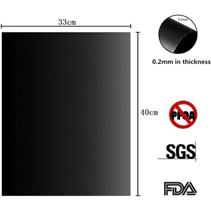 4 Pack Lid for Barbecue and Plancha Grill Mat for Barbecue and Oven, Non Stick Reusable and Cleanable Barbecue Mat, Charcoal, 330 x 400 x 0.2 mm - Image 4