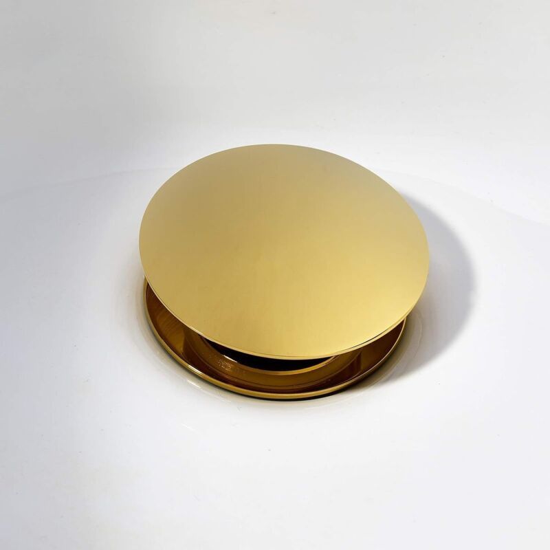Pop up Sink Drain Without Overflow, Brass Sink Drain, Pop up Drain Plug, Gold - Image 3