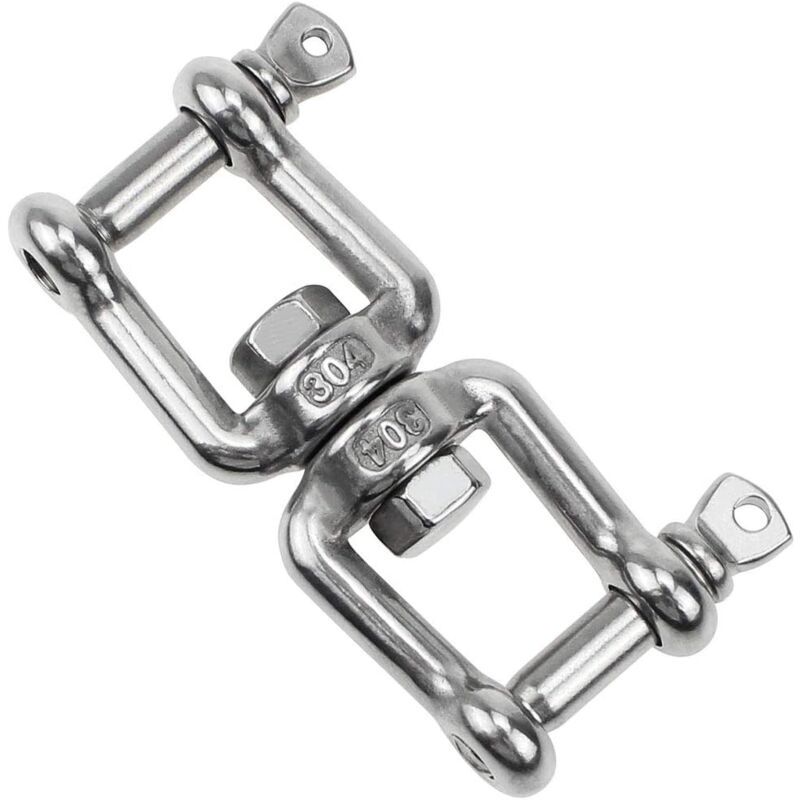 Double Ended Swivel Hook M8 Heavy Duty 360 Rotating Hook Stainless Steel Hanging with Removable Loops for Gym Sandbag Rope Chair Hammock Trapeze Yoga - Image 1