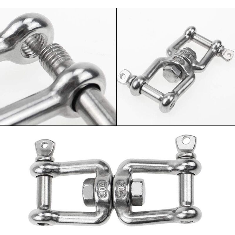 Double Ended Swivel Hook M8 Heavy Duty 360 Rotating Hook Stainless Steel Hanging with Removable Loops for Gym Sandbag Rope Chair Hammock Trapeze Yoga - Image 3