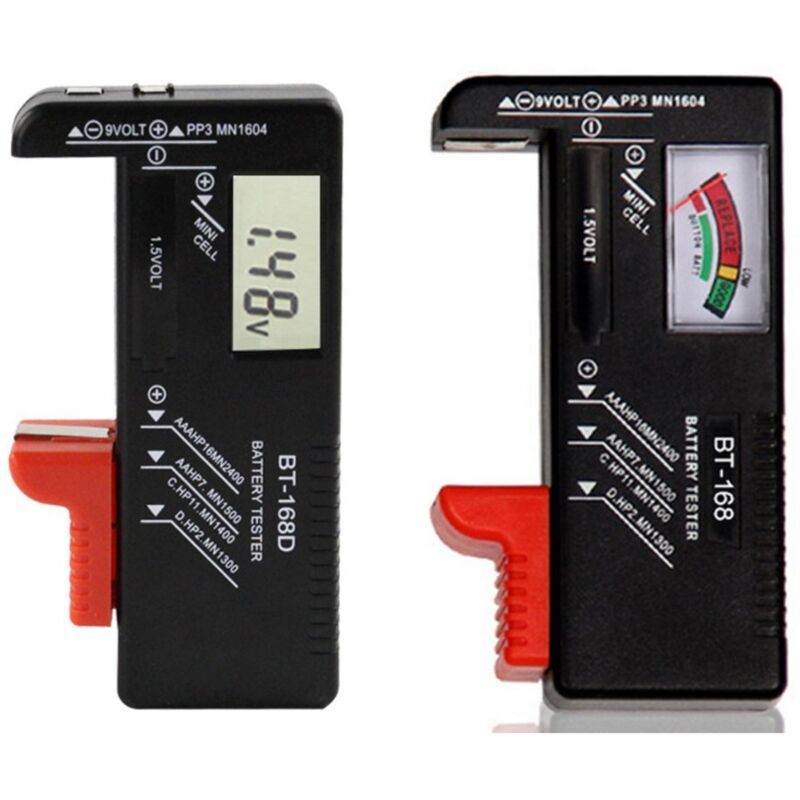 2 Pack Digital Battery Tester Voltage Checker and Power Level Checker Combo for AA AAA C D 9V 1.5V Button Cell Battery - Image 1