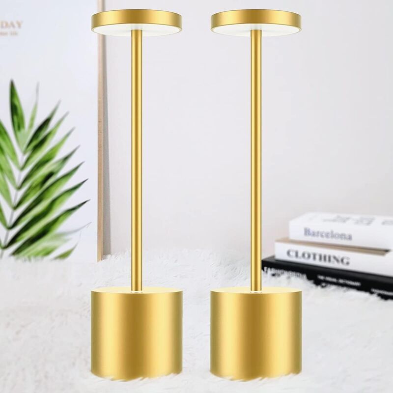 2 Pack Wireless LED Touch Bedside Lamps USB Rechargeable 3600mAh with 3 Color Temperatures - Image 1