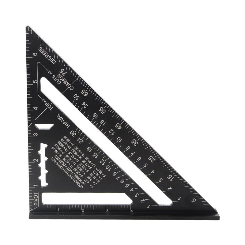 Metric System Metal Aluminum Ruler Square Ruler Guide Protractor Angle 45 90 Degrees Carpenter Tools Tracing Tool Wood Carpentry Guide, 180 mm - Image 1