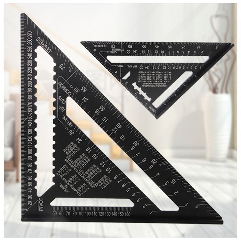 Metric System Metal Aluminum Ruler Square Ruler Guide Protractor Angle 45 90 Degrees Carpenter Tools Tracing Tool Wood Carpentry Guide, 180 mm - Image 4