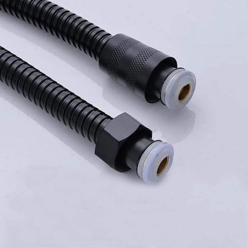 Black Stainless Steel Shower Hose Handheld Shower Head Fittings Hoses Bathroom Accessories Rubber Hose Flexible Plumbing Hose, 1.5M - Image 2