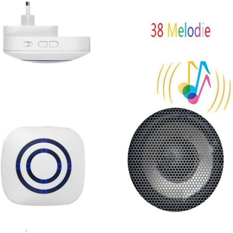 Wireless Doorbell Electric Door Chime Kit with 1 Receiver and 1 PIR Motion Detector Visitor Alert Sensor Security Alarm with 38 Melodies at 3 Volume - Image 2