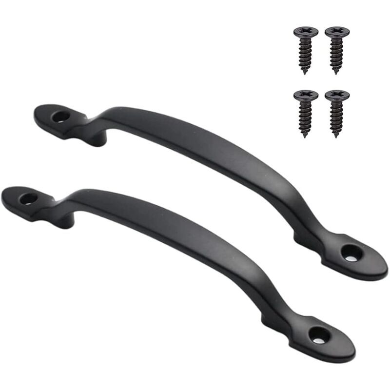 2 Pack 6.25 Cast Iron Barn Door Handle, Rustic Style, for Doors, Gates, Fences, Garage, Closet, Outdoor and Indoor Black - Image 1