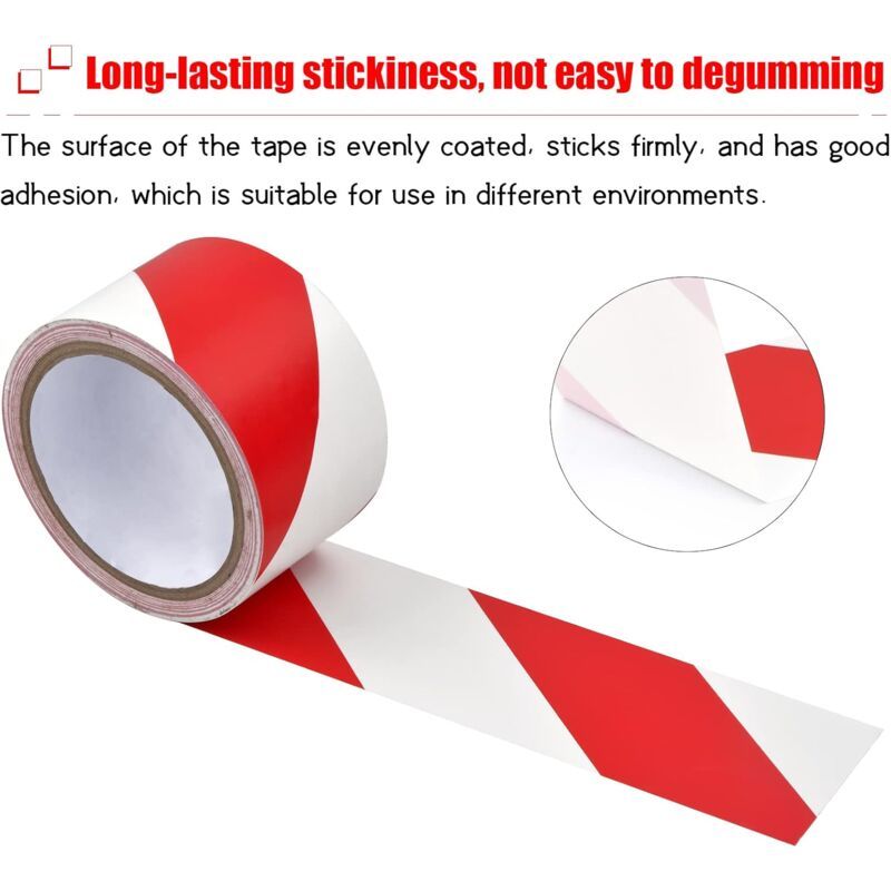 Adhesive Warning Tape for Floor Marking Safety Red and White Stripes, 4cm x 16m - Image 2