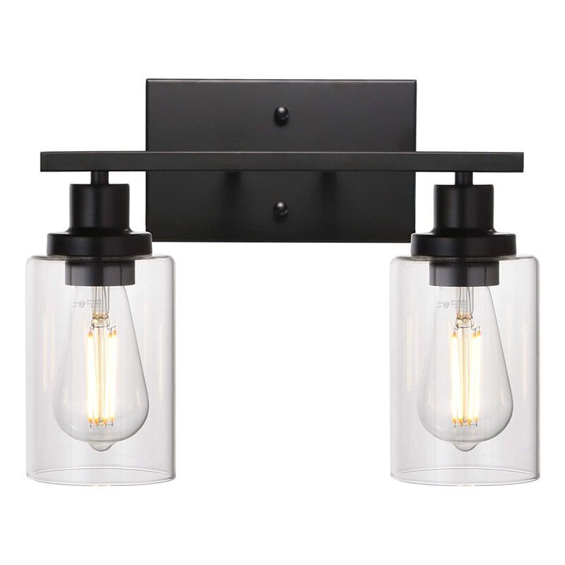 Black Vanity Light Glass Shade Wall Lamp Vintage Style Indoor Wall Sconces for Bathroom - Image 1