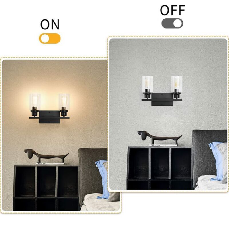 Black Vanity Light Glass Shade Wall Lamp Vintage Style Indoor Wall Sconces for Bathroom - Image 3